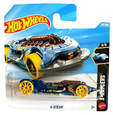 HOT WHEELS X-STEAM 30/250 BLUE YELLOW HW X-RACERS 2/5 1:64 SHORT CARD 2026