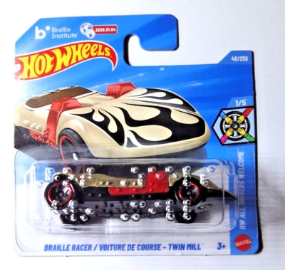 HOT WHEELS BRAILLE RACER GOLD RED / VOITURE DE COURSE TWIN MILL 40/250 HW ALL DRIVERS WELCOME 1/5 SHORT CARD 2026