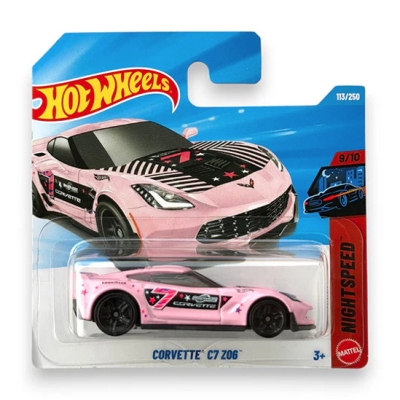 HOT WHEELS CORVETTE C7 Z06 PRINCESS PINK 113/250 HW NIGHT SPEED 9/10 SHORT CARD 2026