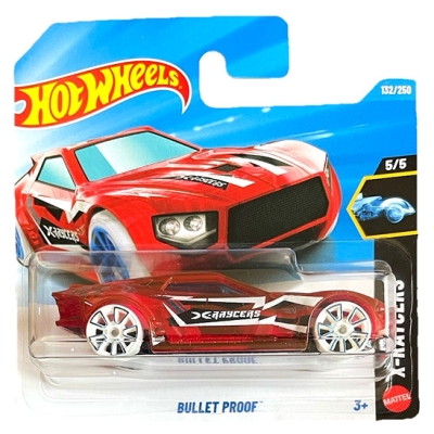 HOT WHEELS BULLET PROOF TRANSPARANT RED 132/250 X-RAYCERS HW 5/5 SHORT CARD 2026