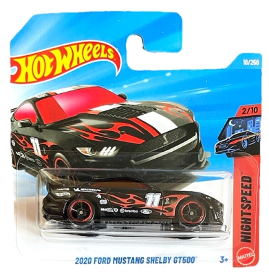 HOT WHEELS 2020 FORD MUSTANG SHELBY GT500 BLACK FLAME 10/250 HW NIGHTSPEED 2/10 SHORT CARD 2026