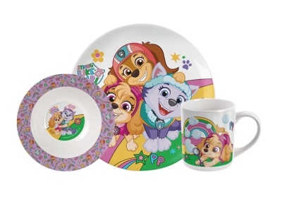 ONTBIJTSET PAW PATROL BEKER BORD SCHAAL 3 DELIG KERAMIEK (PAW1714139).