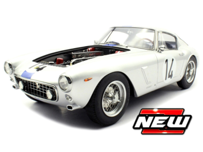 Ferrari 250 GT SWB ZILVER/BLUE NUMBER 14  (1:12) tOP MARQUSE