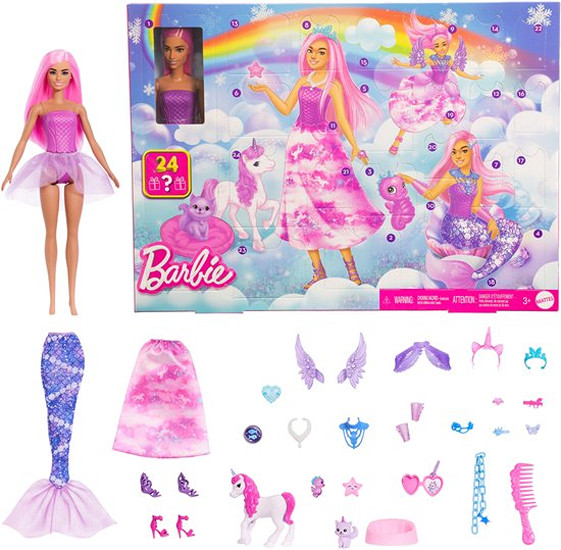 Barbie Adventskalendar met Unieke modepop en 24 verrassende accessoires