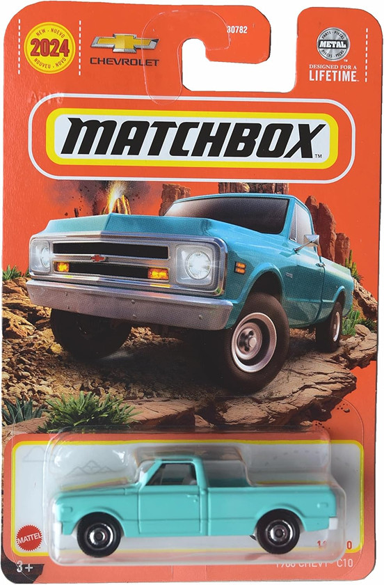 1968 CHEVY C10 PICKUP TRUCK SEA BLUE 19/100 1:64 MATCHBOX USA CAR SHORT CARD