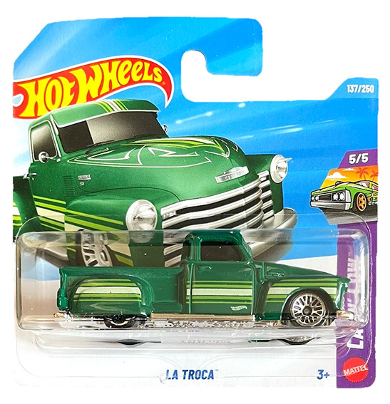 HOT WHEELS LA TROCA 50 CHEVY FIFTIES GREEN PICK UP 137/250 LAYIN' LOW 5/5 1:64 SHORD CARD
